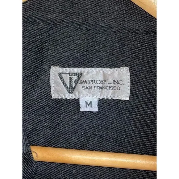Jim Proby Inc San Francisco Vtg Men's Black Double Pocket Shirt M‎ Fits 2XL/3X